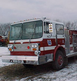 Image of fire truck with snow on the ground