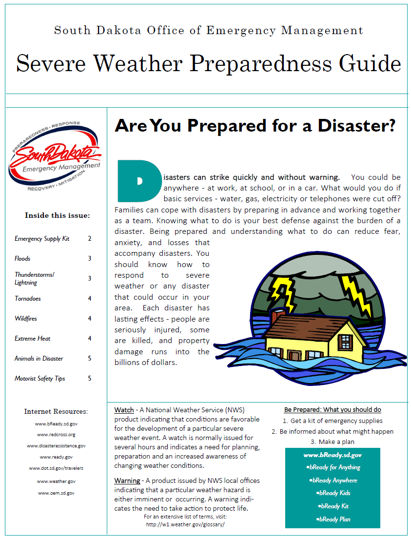 Thumbnail image of Severe Weather Preparedness guide front page