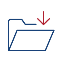 Image of file folder with a red down arrow indicating download