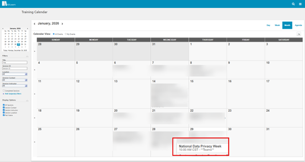 SDLearn Upcoming Events Calendar