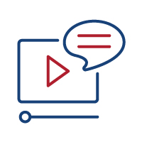 Image of video icon - monitor screen with play arrow and call out box