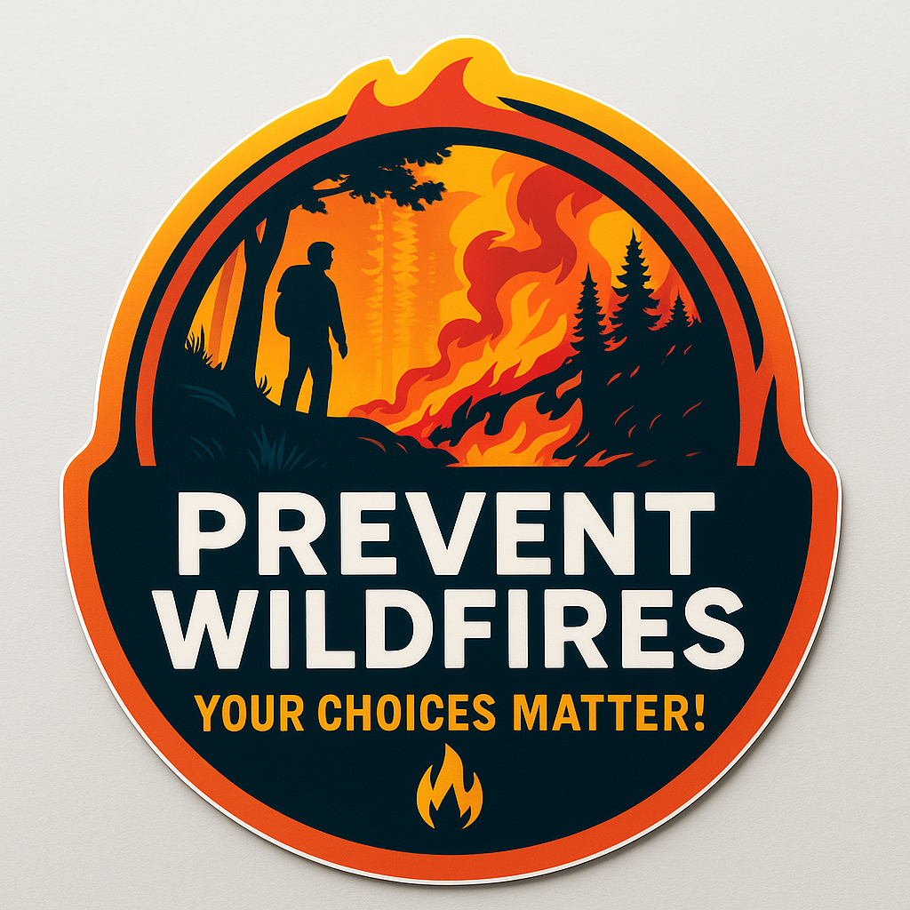 Image of round logo that reads Prevent Fires - your choice matters