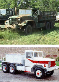Image of older 1960's style utility trucks used for firefighting