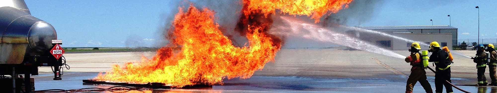 Image of firefighters training at a local airport