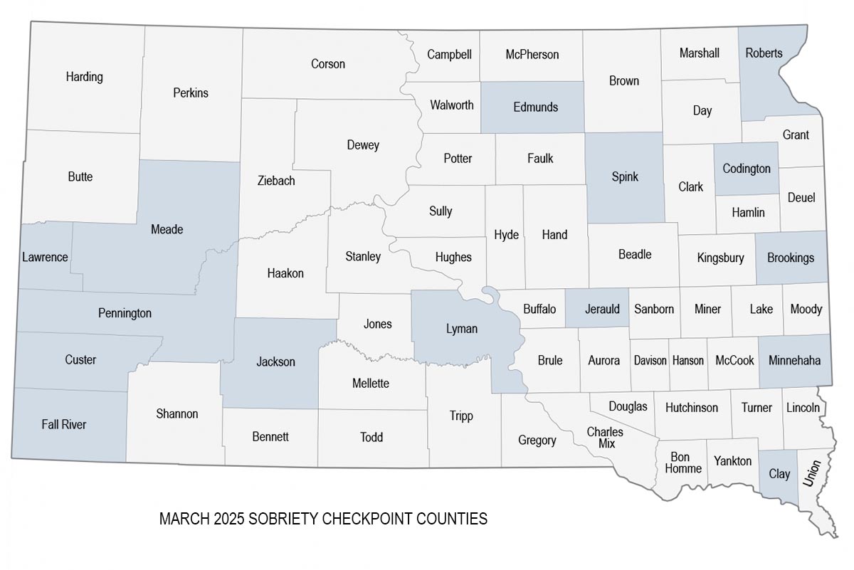 Sobriety checkpoints in March 2025