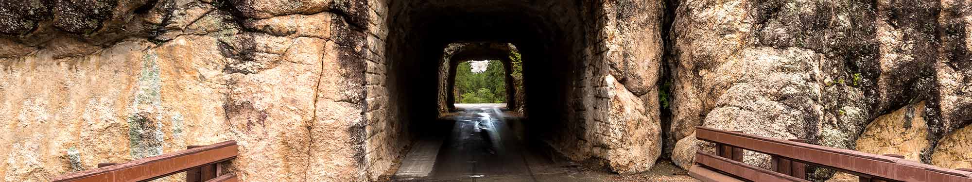 Image of Needles Highway going through a tunnel in the Black Hills of South Dakota